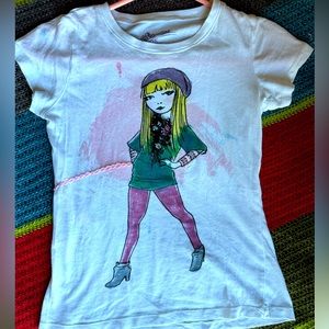 For the love of Paris - T shirt. Fashionable girl and her French bull dog.